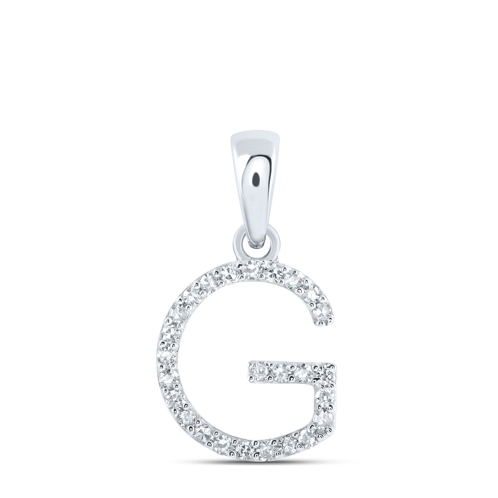 0.1 Ctw Natural Diamond Thin Initial Letter G Pendant in 10k White Gold