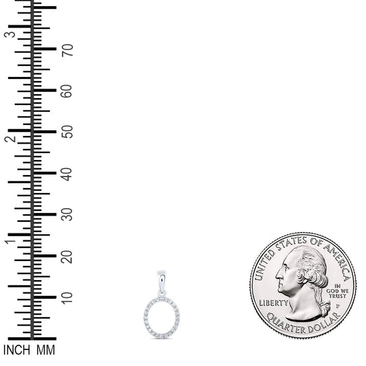 0.1 Ctw Natural Diamond Thin Initial Letter O Pendant in 10k White Gold
