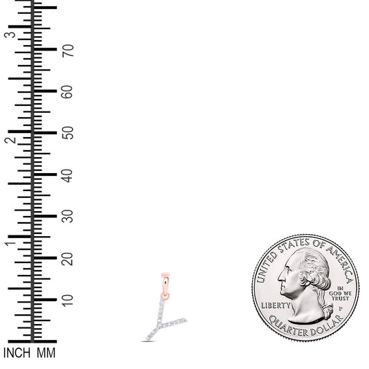 0.07 Ctw Natural Diamond Thin Initial Letter X Pendant in 10k Rose Gold