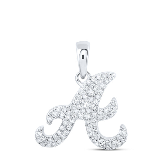 0.17 Ctw Natural Diamond Fashion Hiphop Initial Letter A Pendant in 10k White Gold