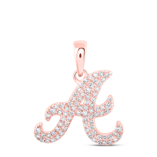 0.17 Ctw Natural Diamond Fashion Hiphop Initial Letter A Pendant in 10k Rose Gold