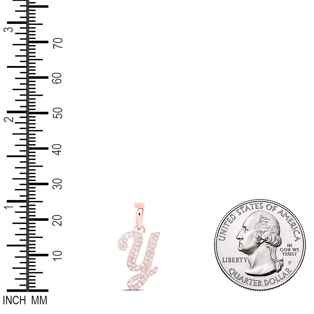 0.19 Ctw Natural Diamond Hiphop Initial Letter Y Pendant in 10k Rose Gold