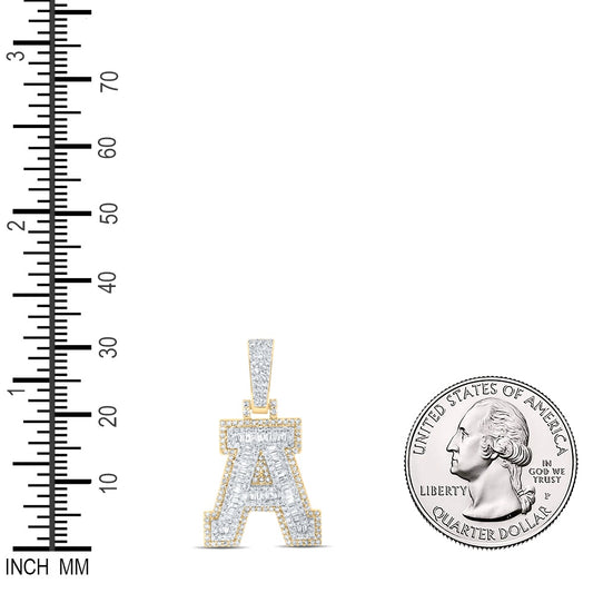 0.66 Ctw Natural Diamond Hiphop Initial Letter A Pendant in 10k Yellow Gold