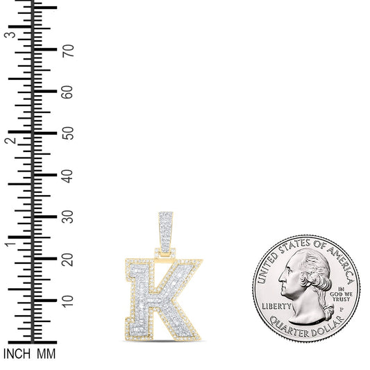 0.64 Ctw Natural Diamond Hiphop Initial Letter K Pendant in 10k Yellow Gold