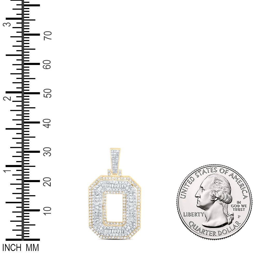 0.65 Ctw Natural Diamond Hiphop Initial Letter O Pendant in 10k Yellow Gold