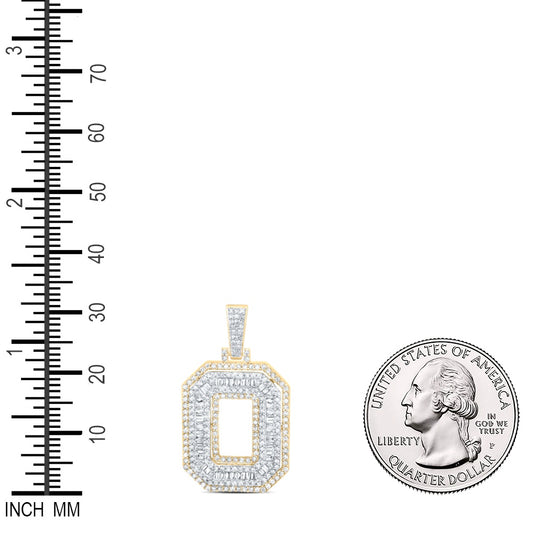 0.65 Ctw Natural Diamond Hiphop Initial Letter O Pendant in 10k Yellow Gold