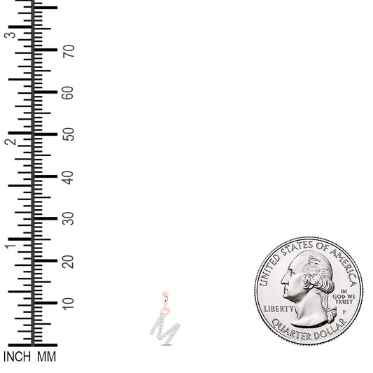 0.06 Ctw Natural Diamond Initial Letter M Pendant in 10k Rose Gold