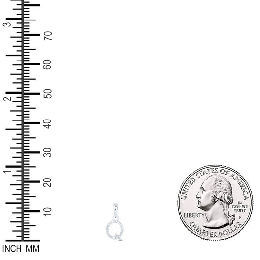 0.04 Ctw Natural Diamond Initial Letter Q Pendant in 10k White Gold