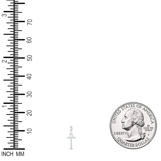 0.02 Ctw Natural Diamond Initial Letter T Pendant in 10k White Gold