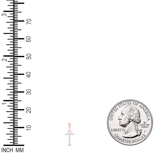 0.02 Ctw Natural Diamond Initial Letter T Pendant in 10k Rose Gold