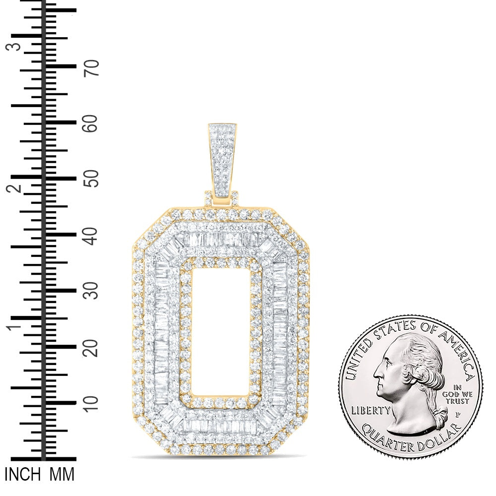 6.22 Ctw Natural Diamond Block Initial Letter Alphabet O Pendant in 10k Yellow Gold