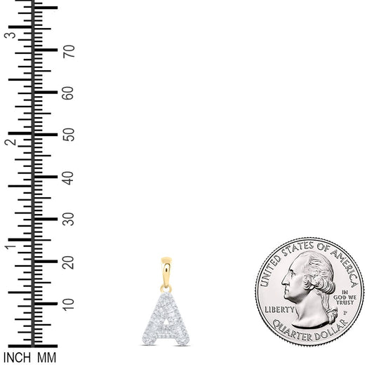 0.3 Ctw Natural Diamond Baguette Hiphop Initial Letter A Pendant in 10k Yellow Gold