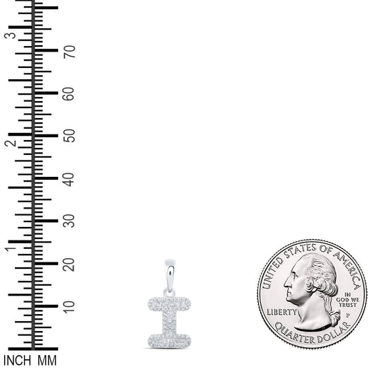 0.3 Ctw Natural Diamond Baguette Hiphop Initial Letter I Pendant in 10k White Gold