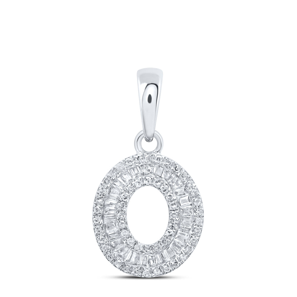 0.34 Ctw Natural Diamond Baguette Hiphop Initial Letter O Pendant in 10k White Gold