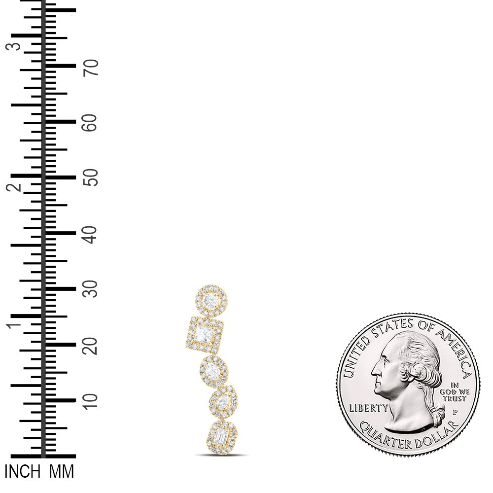 0.76 Ctw Natural Diamond Vertical Articulated Pendant in 10k Yellow Gold