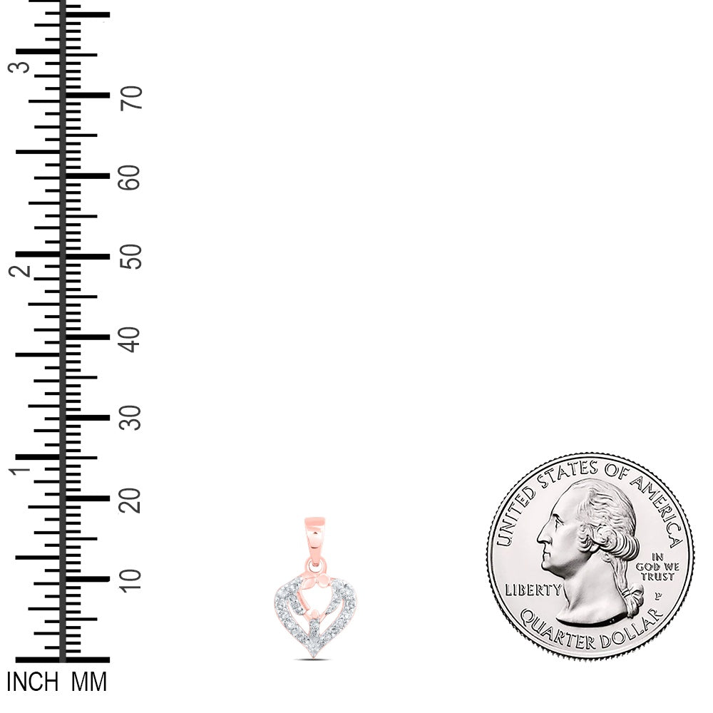 0.11 Ctw Natural Diamond Open Heart Angel Pendant in 10k Rose Gold