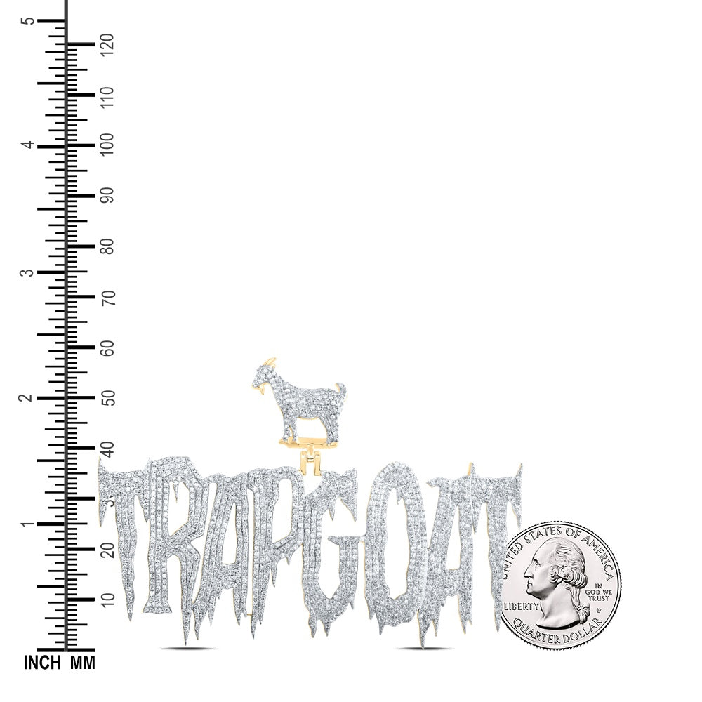 4.8 Ctw Natural Diamond Trap Goat Nameplate Pendant in 10k Yellow Gold