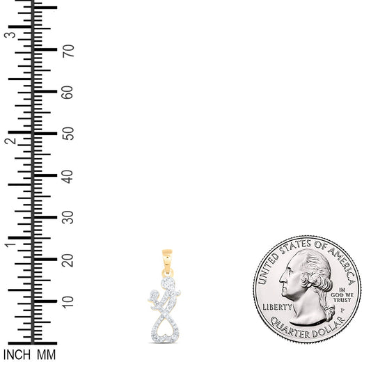 0.14 Ctw Natural Diamond Mom Mother Day Gift Heart Pendant in 10k Yellow Gold