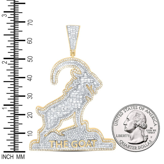 2.51 Ctw Natural Diamond Greates Of all Time The Goat Pendant in 10k Yellow Gold