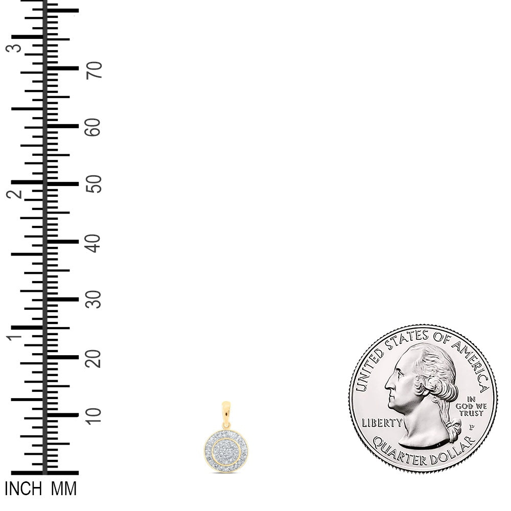 0.3 Ctw Natural Diamond Round Cluster Pendant in 10k Yellow Gold