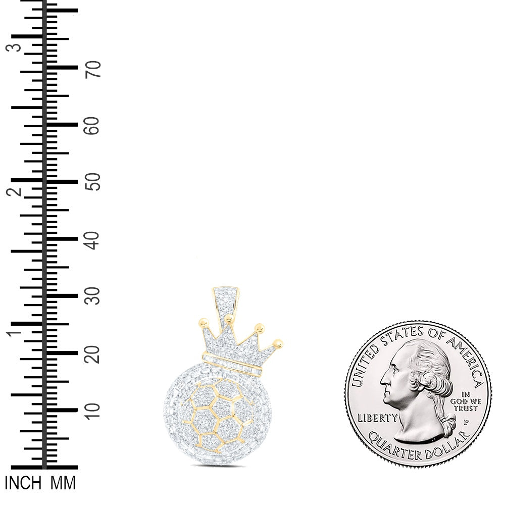 2.73 Ctw Natural Diamond Soccer Ball Crown Pendant in 10k Yellow Gold