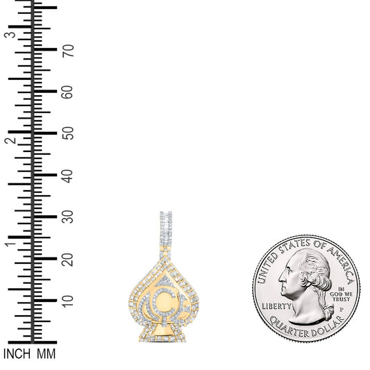2.26 Ctw Natural Diamond Hiphop Spade Playing Card Pendant in 10k Yellow Gold