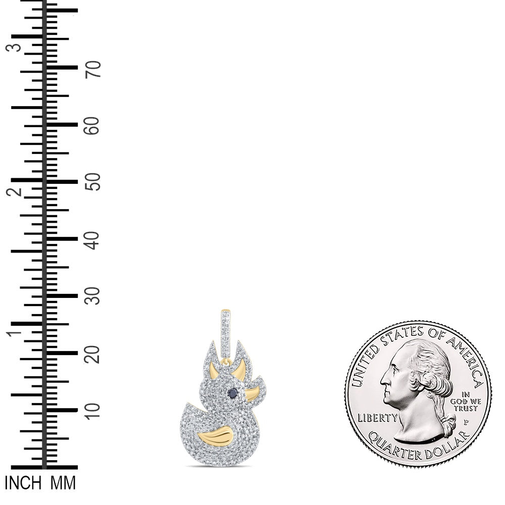 1.55 Ctw Natural Diamond Hiphop Rubber Duck Pendant in 10k Yellow Gold