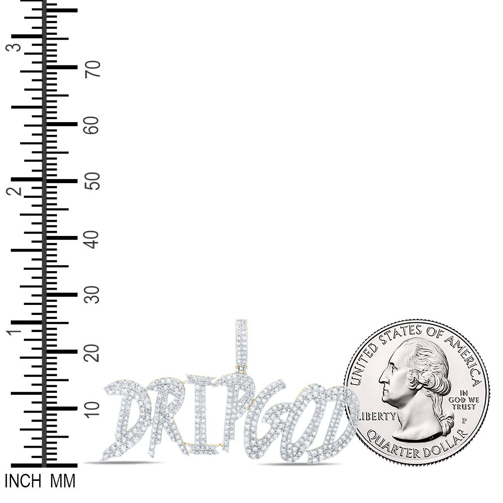 6.62 Ctw Natural Diamond DRIPGOD Nameplate Pendant in 10k Yellow Gold