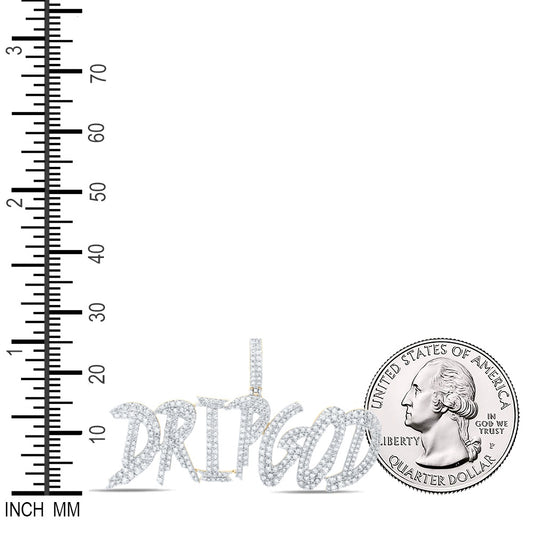 6.62 Ctw Natural Diamond DRIPGOD Nameplate Pendant in 10k Yellow Gold