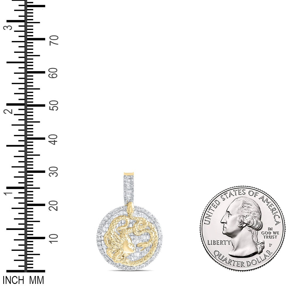 2.7 Ctw Natural Diamond Medallion Medusa Snake Pendant in 10k Yellow Gold
