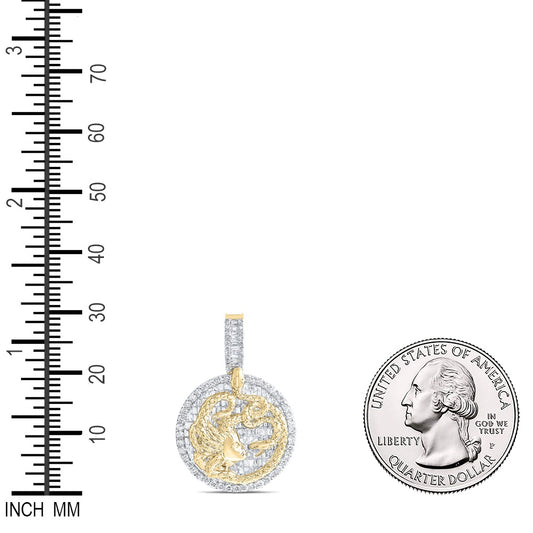 2.7 Ctw Natural Diamond Medallion Medusa Snake Pendant in 10k Yellow Gold
