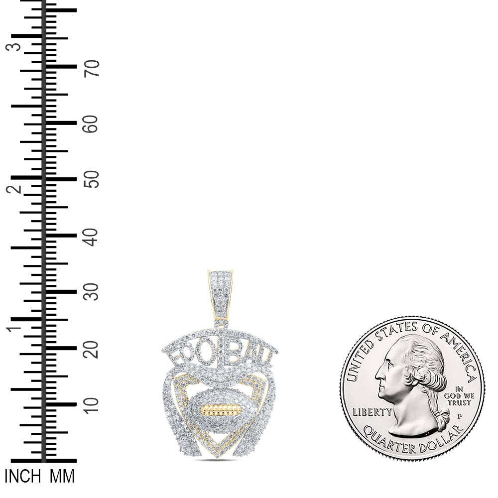 3.84 Ctw Natural Diamond Football Charm Pendant in 10k Yellow Gold