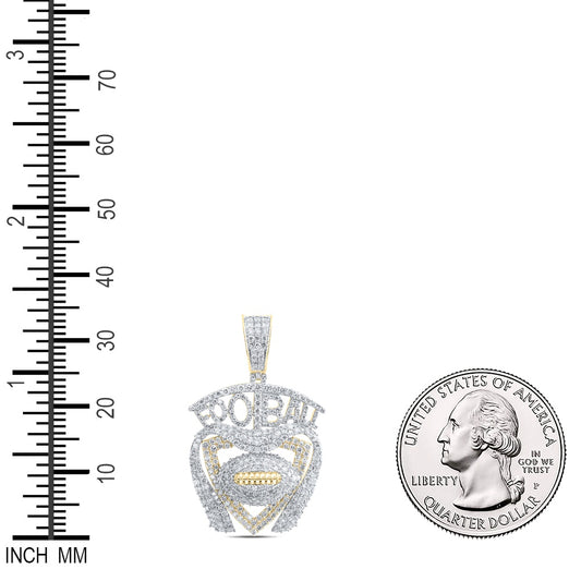 3.84 Ctw Natural Diamond Football Charm Pendant in 10k Yellow Gold