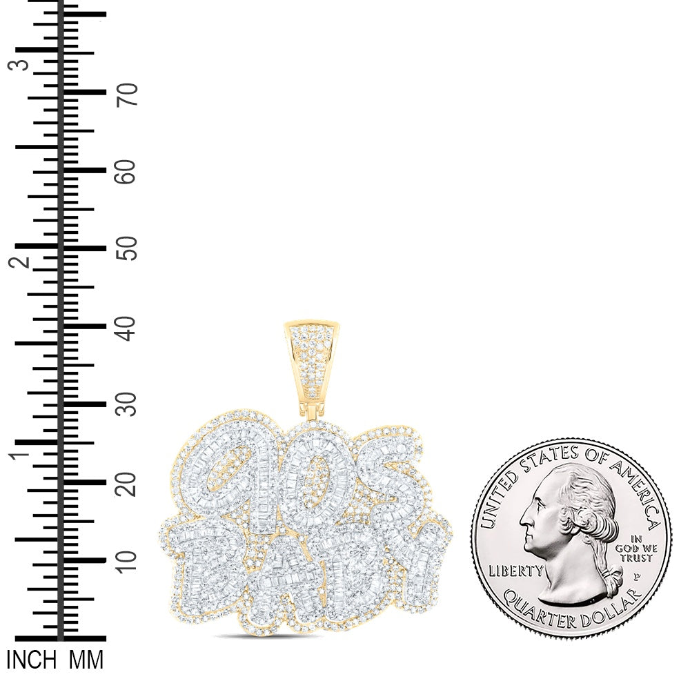 3.38 Ctw Natural Diamond 90s Baby Nameplate Hiphop Pendant in 10k Yellow Gold