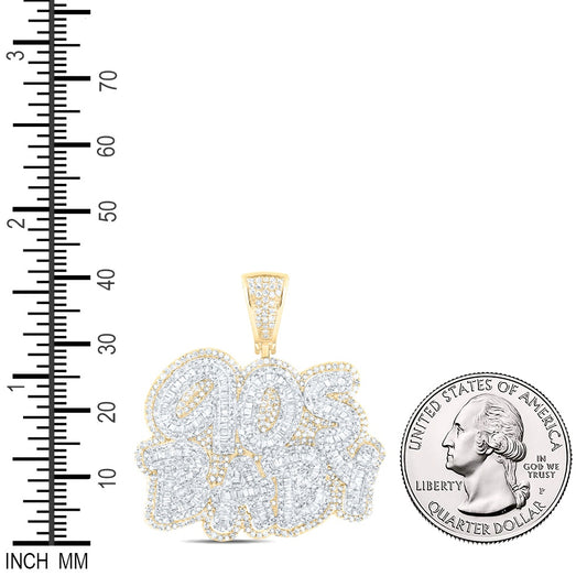 3.38 Ctw Natural Diamond 90s Baby Nameplate Hiphop Pendant in 10k Yellow Gold