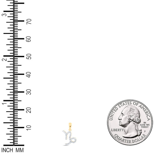 0.23 Ctw Natural Diamond Capricorn Zodiac Pendant in 10k Yellow Gold