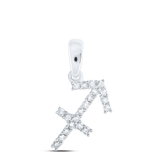 0.15 Ctw Natural Diamond Sagittarius Zodiac Sign Pendant in 10k White Gold
