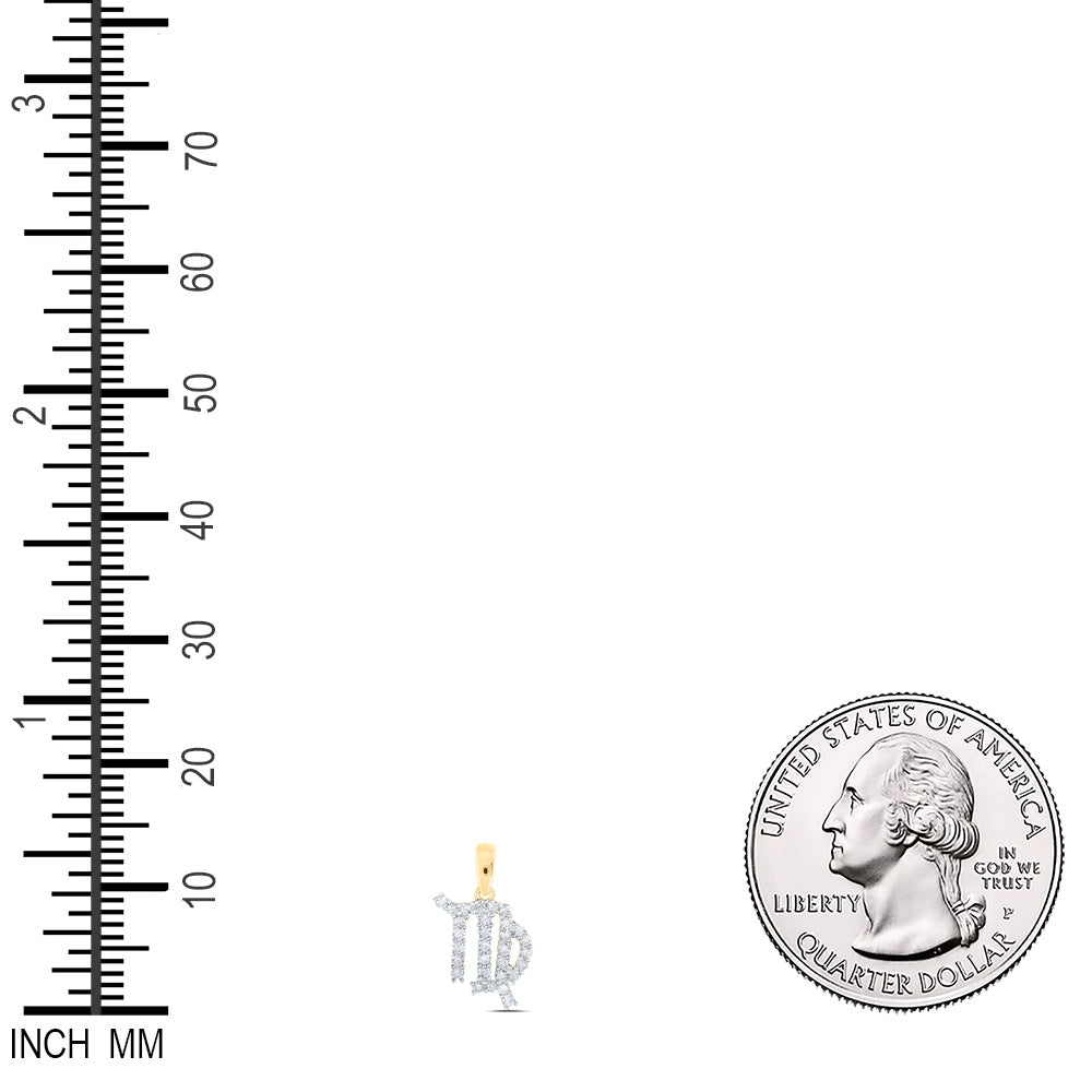 0.31 Ctw Natural Diamond Virgo Zodiac Sign Pendant in 10k Yellow Gold