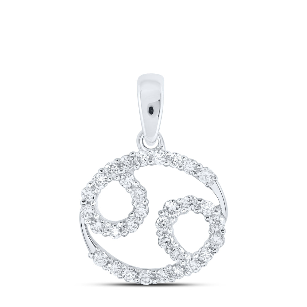 0.29 Ctw Natural Diamond Three 3 Open Circle Pendant in 10k White Gold