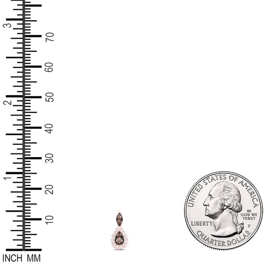 0.19 Ctw Natural Diamond Brown Diamond Teardrop Pendant in 10k Rose Gold