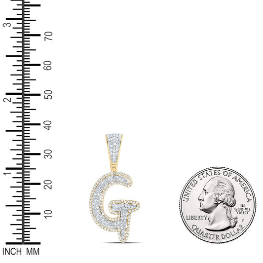 0.71 Ctw Natural Diamond Initial Letter Alphabet G Pendant in 10k Two-tone Gold