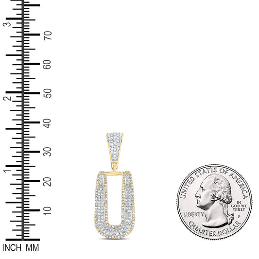 0.68 Ctw Natural Diamond Initial Letter Alphabet U Pendant in 10k Two-tone Gold