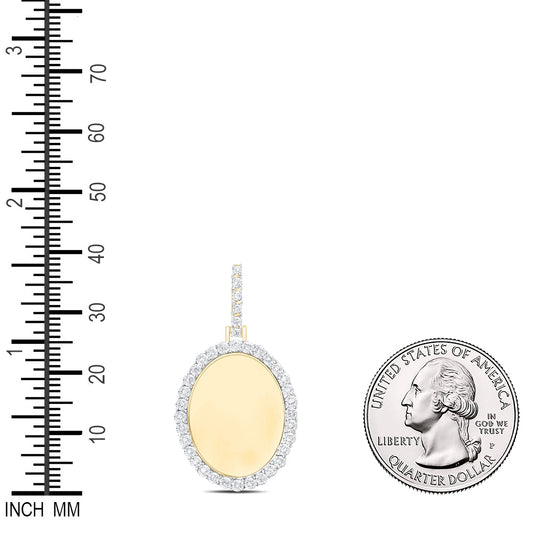 0.11 Ctw Natural Diamond Oval Memory Picture Frame Pendant in 10k Yellow Gold