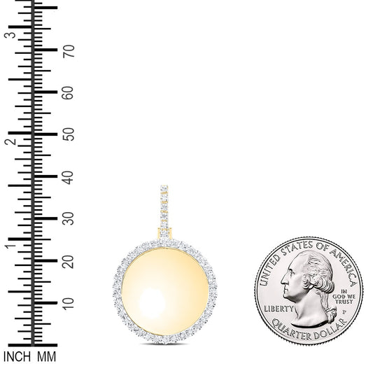 0.13 Ctw Natural Diamond Round Cirle Memory Picture Frame Pendant in 10k Yellow Gold