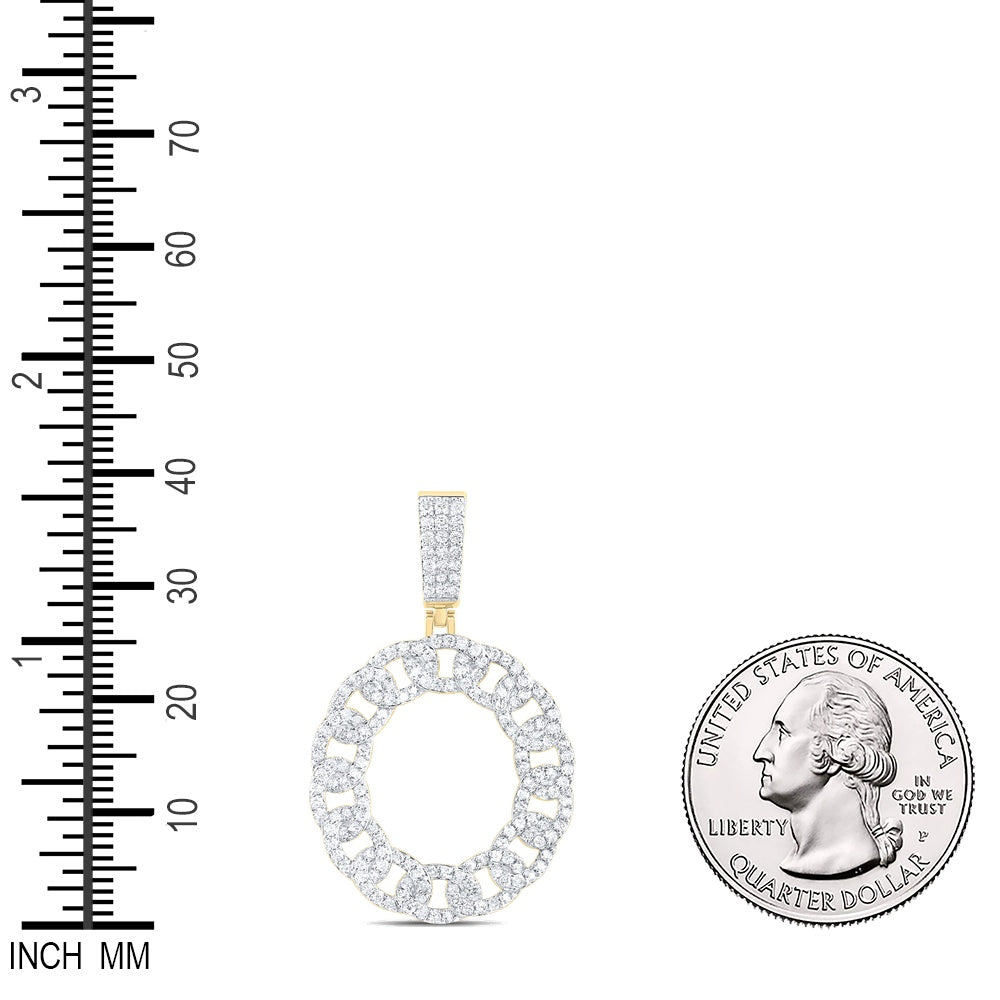 1.04 Ctw Natural Diamond Links Circle Round Pendant in 10k Yellow Gold