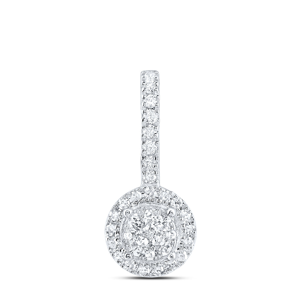 0.28 Ctw Natural Diamond Gift Fashion Round Shaped Pendant in 10k White Gold
