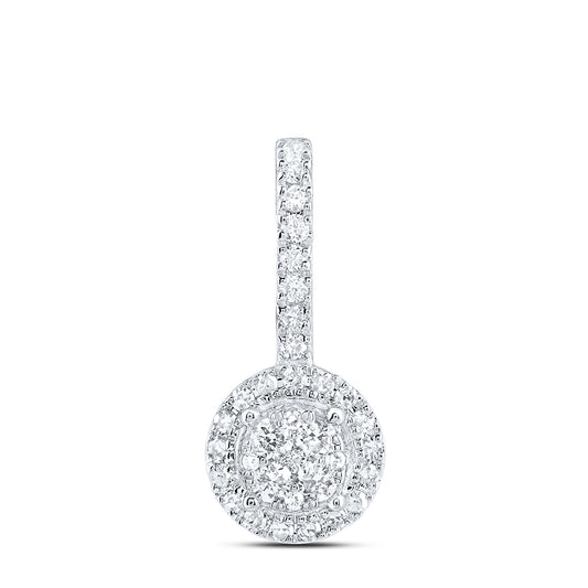 0.28 Ctw Natural Diamond Gift Fashion Round Shaped Pendant in 10k White Gold