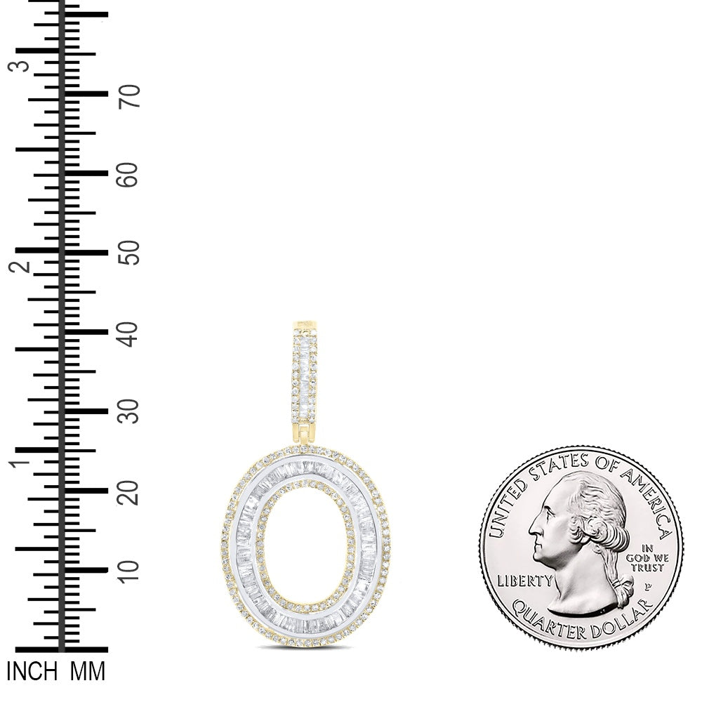 0.95 Ctw Natural Diamond Block Initial Letter Alphabet O Pendant in 10k Yellow Gold