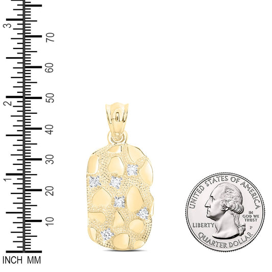 0.62 Ctw Natural Diamond Nugget Pendant in 10k Yellow Gold