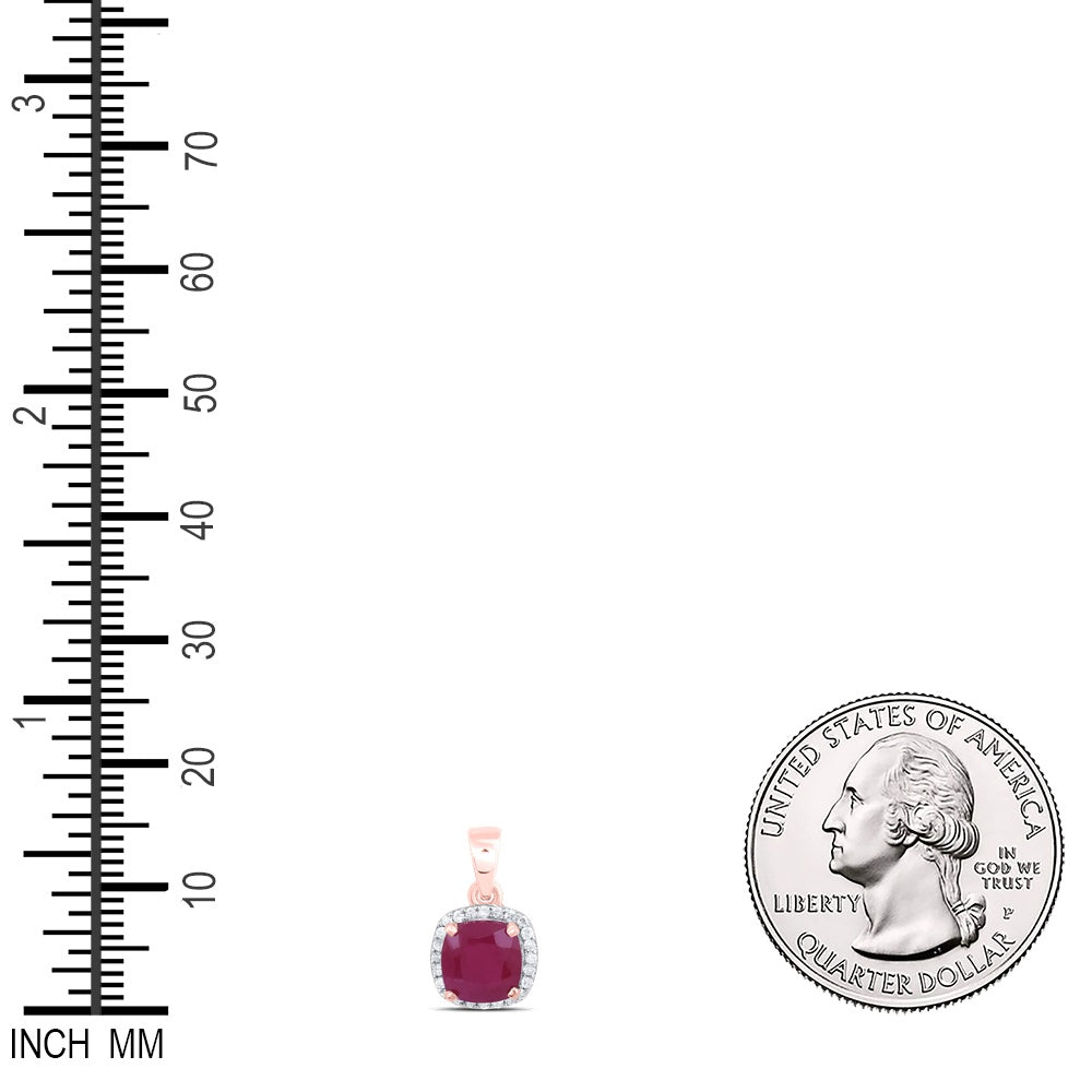 1.56 Ctw Natural Diamond Center Red Diamond Fashion Pendant in 10k Rose Gold